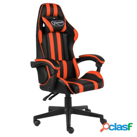 Silla gaming de cuero sintético negro y naranja