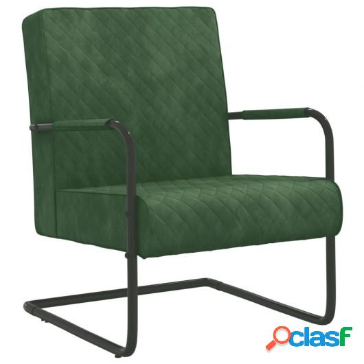 Silla voladiza de terciopelo verde oscuro
