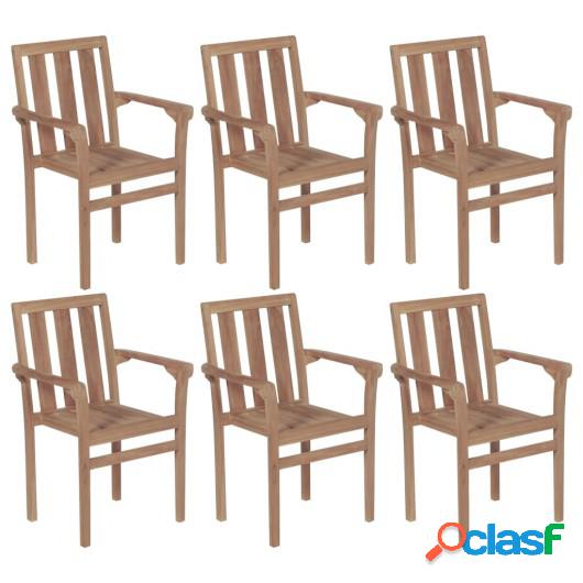 Sillas apilables de jardín 6 uds madera maciza de teca