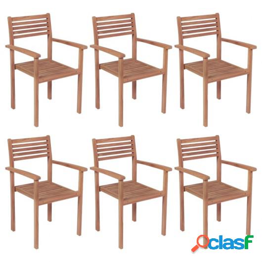 Sillas apilables de jardín 6 unidades madera maciza de teca