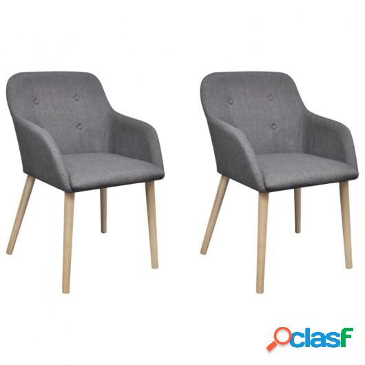 Sillas de comedor 2 uds tela gris oscuro y madera maciza