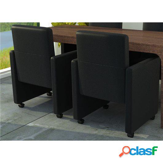 Sillas de comedor 2 unidades cuero artificial negro
