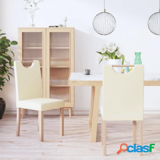 Sillas de comedor 2 unidades cuero sintético color crema