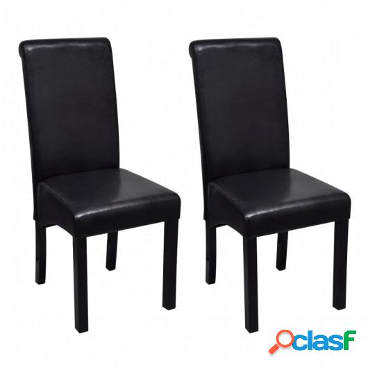 Sillas de comedor 2 unidades de cuero artificial negro