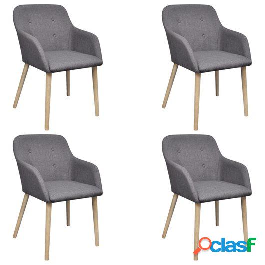 Sillas de comedor 4 uds tela gris oscuro y madera maciza