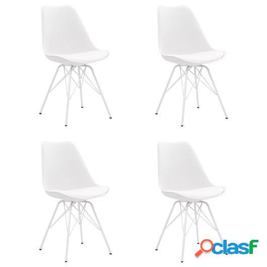 Sillas de comedor 4 unidades cuero sintético blanco