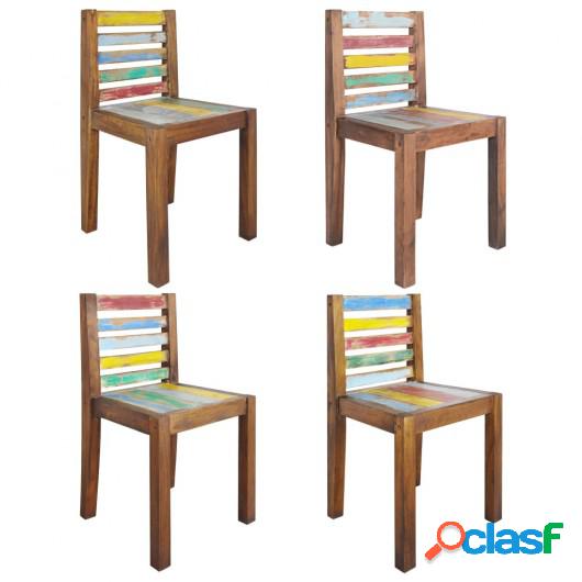 Sillas de comedor 4 unidades madera maciza reciclada