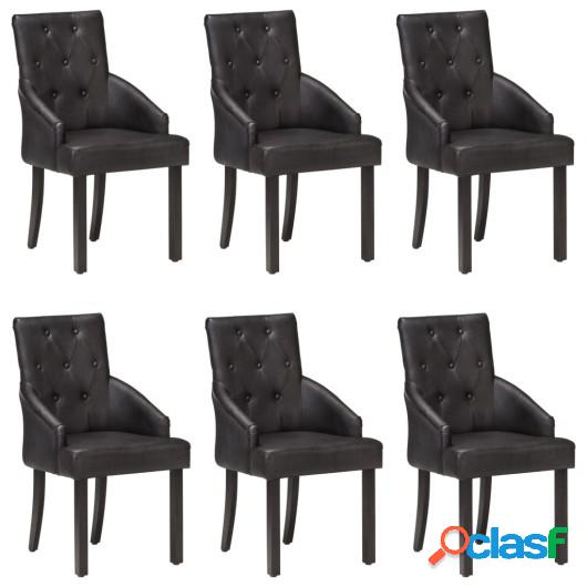 Sillas de comedor 6 unidades cuero auténtico de cabra negro