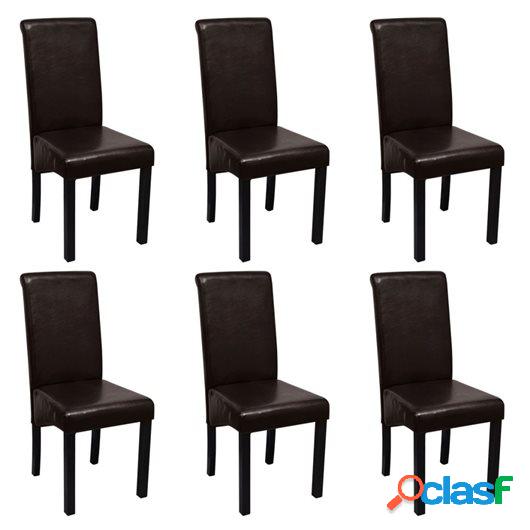 Sillas de comedor 6 unidades de cuero artificial marrón