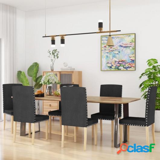 Sillas de comedor 6 unidades de tela negra