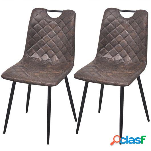 Sillas de comedor de cuero artificial 2 unidades marrón