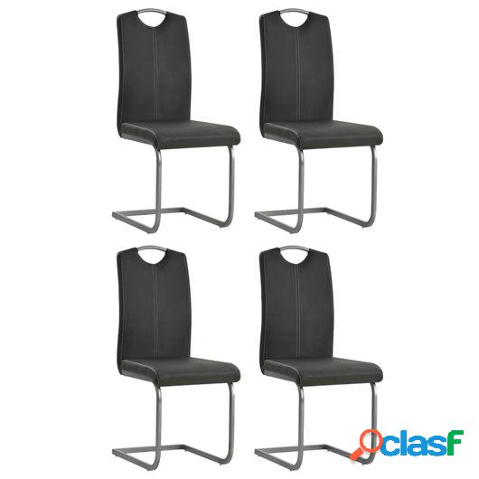 Sillas de comedor de cuero sintético 43x55x100 cm gris 4