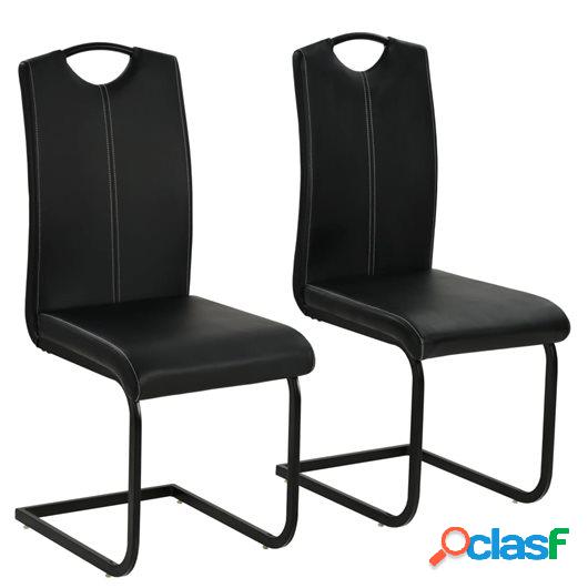 Sillas de comedor de cuero sintético 43x55x100 cm negras 2