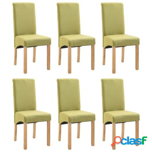 Sillas de comedor de tela verde 6 unidades