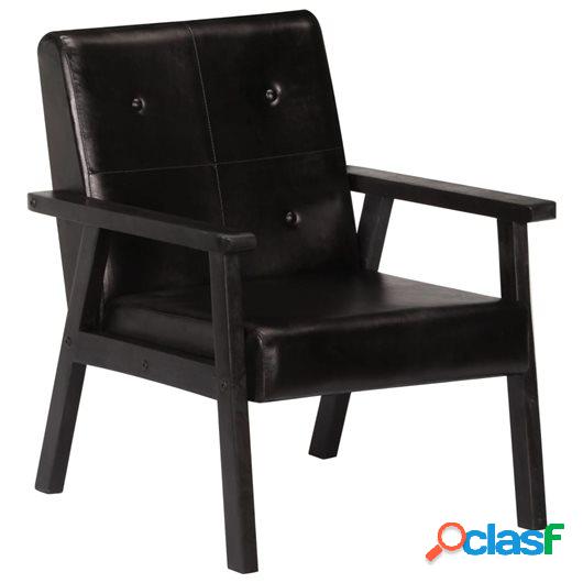 Sillón de cuero auténtico negro 61x70x74 cm