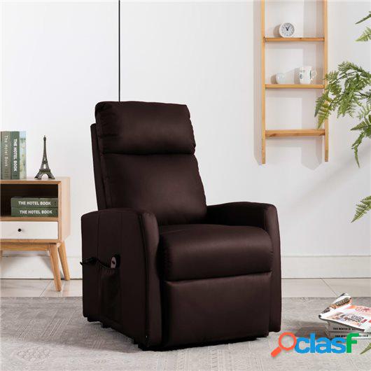 Sillón eléctrico reclinable de cuero sintético marrón