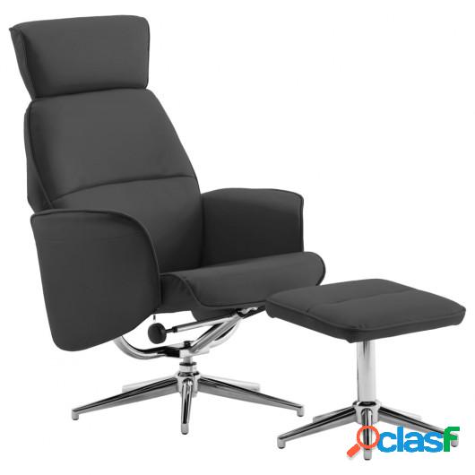 Sillón reclinable con reposapiés cuero sintético gris
