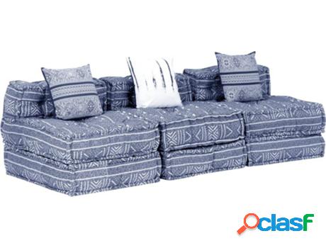 Sofá-Cama VIDAXL modular 3 plazas Tejido azul índigo