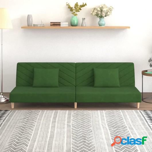 Sofá cama de 2 plazas con dos almohadas terciopelo verde
