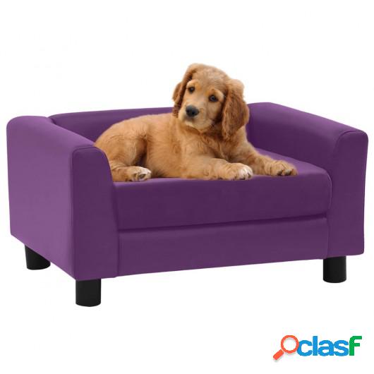 Sofá de perro felpa y cuero sintético burdeos 60x43x30 cm