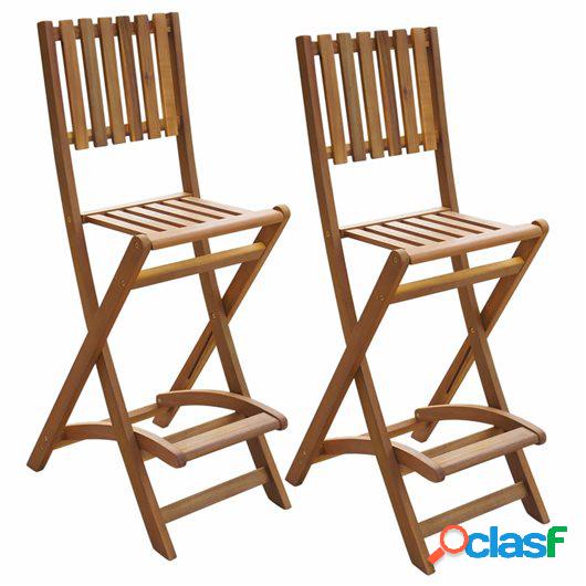 Taburetes plegables de bar de jardín 2 uds madera maciza