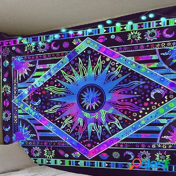 Tapiz psicodélico celestial de sol y luna, tapiz bohemio de