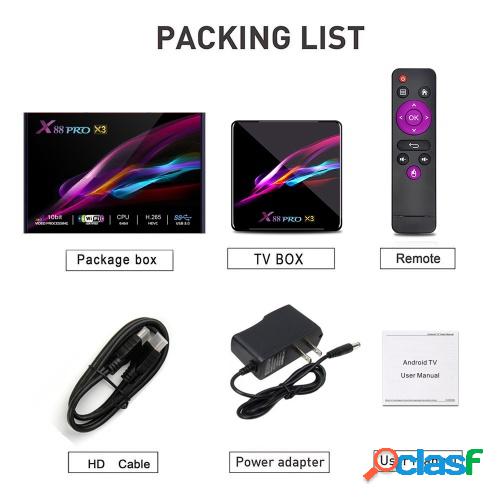 X88 Pro X3 Smart Android 9.0 TV Box S905X3 Cortex-A55 Quad