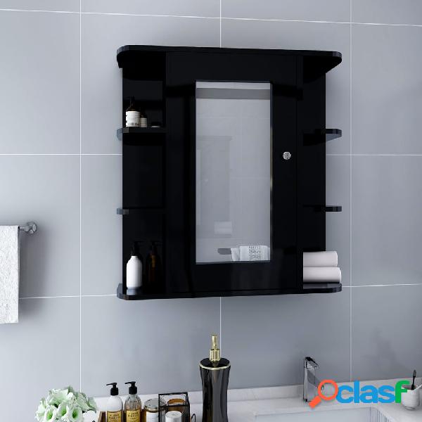 vidaXL Armario de baño con espejo negro 66x17x63 cm MDF