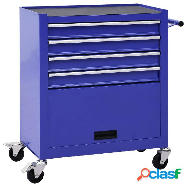 vidaXL Carro para herramientas con 4 cajones acero azul