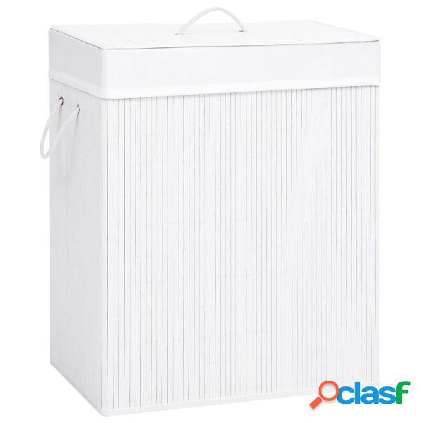vidaXL Cesto de ropa sucia de bambú blanco 100 L