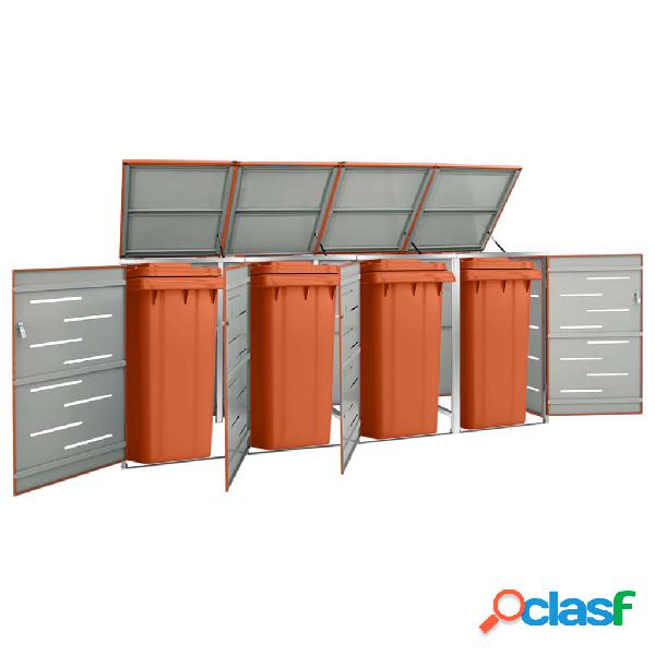 vidaXL Cobertizo contenedor cuádruple acero inox
