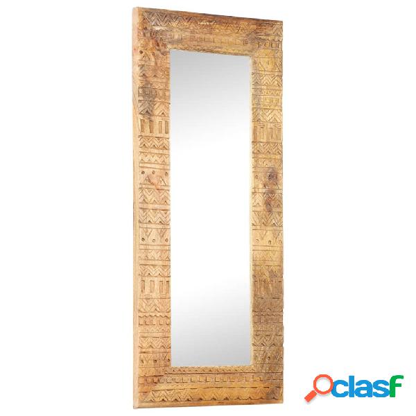 vidaXL Espejo tallado a mano madera maciza de mango