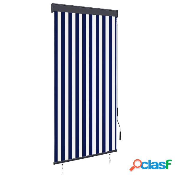 vidaXL Estor enrollable de exterior azul y blanco 100x250 cm