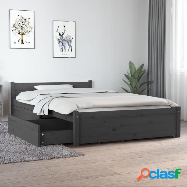 vidaXL Estructura de cama con cajones gris doble pequeña