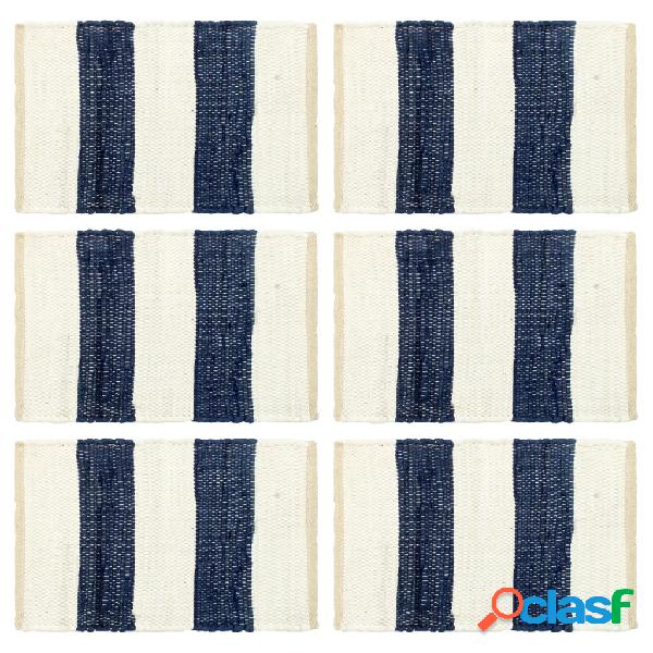 vidaXL Manteles individuales 6 uds Chindi a rayas azul