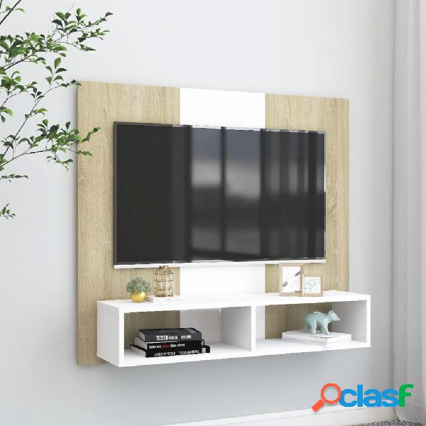 vidaXL Mueble de TV de pared aglomerado blanco y roble