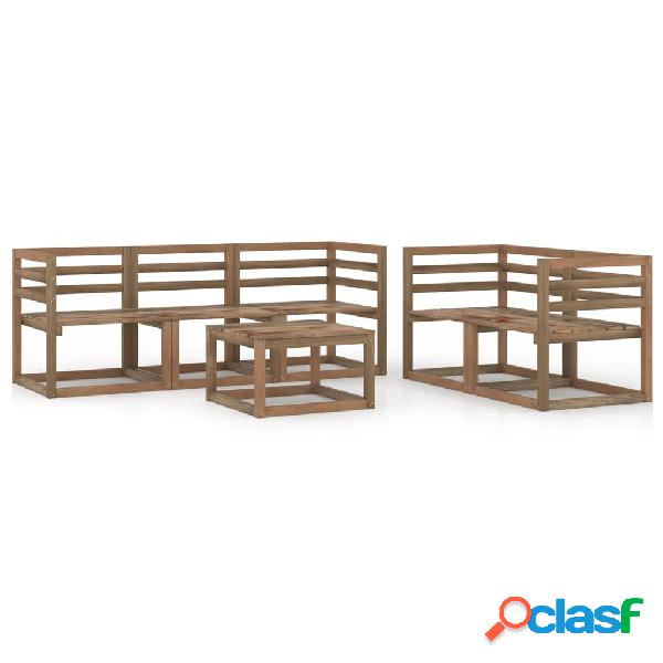 vidaXL Muebles de jardín 6 pzas marrón madera de pino