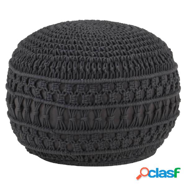 vidaXL Puf de macramé hecho a mano algodón gris antracita