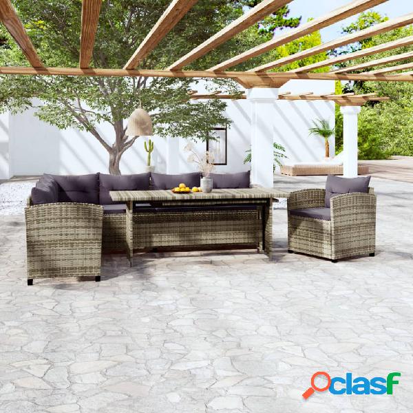 vidaXL Set de muebles de jardín 3 pzas y cojines ratán