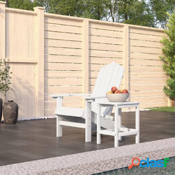 vidaXL Silla de jardín Adirondack con mesa HDPE blanco