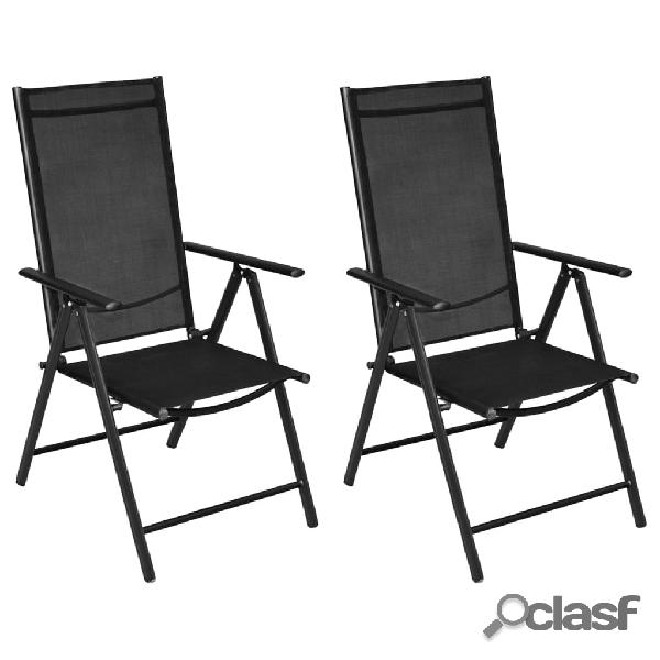 vidaXL Sillas plegables de jardín 2 uds aluminio y