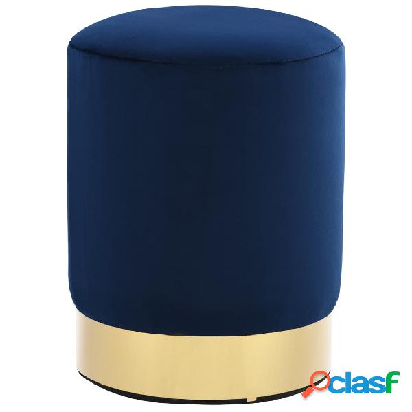 vidaXL Taburete de terciopelo azul y dorado