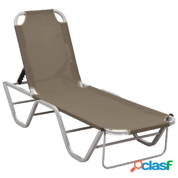 vidaXL Tumbona de aluminio y textilene gris taupe