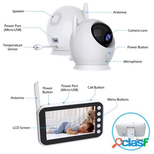 4.3s Monitor de bebé de video con cámara y audio Vista
