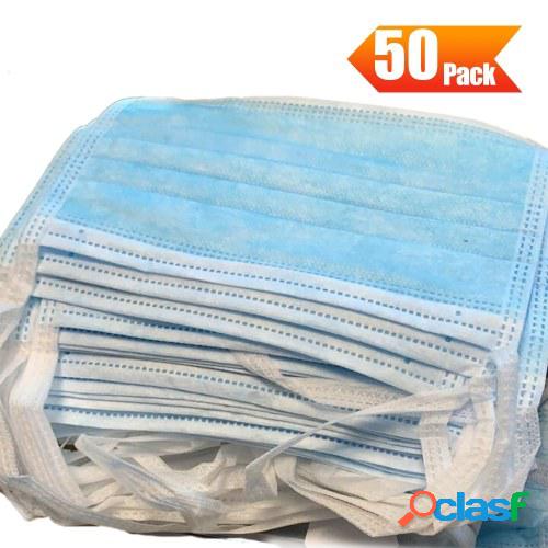 50pcs Mascarilla quirúrgica desechable de 3 capas antipolvo