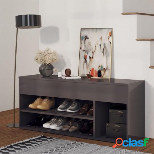 Banco zapatero de aglomerado gris con brillo 105x30x45 cm