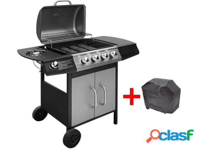 Barbacoa VIDAXL Gas 4+1 Zonas de Cocción (Negro y Gris -