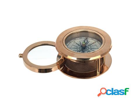 Brújula con Lupa DORADO de Laton 4*7*7cm Figura Marinera