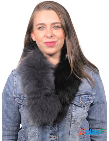 Bufanda Cuello De Zorro Azul Y Gris