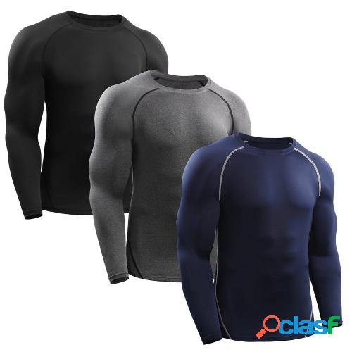 Camisas deportivas para hombres 3 PCS Capa base elástica de